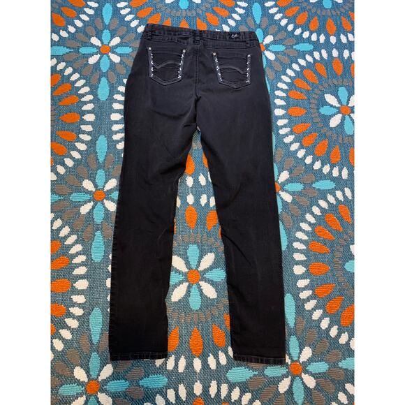 Earl Jeans Black Wash Embellished Rhinestones size 10 GUC Jeggings - Picture 8 of 12